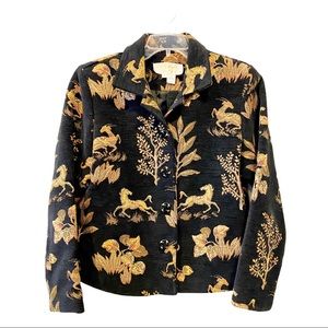 Lilly of California Tapestry Jacket w/ Animals Sz S